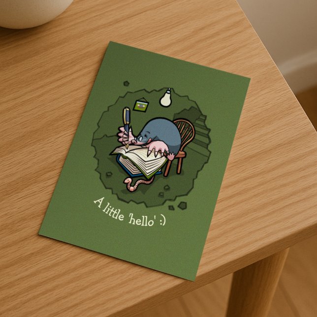 Cute Mole A Little Hello Writing In Burrow Cartoon Postcard (Creator Uploaded)