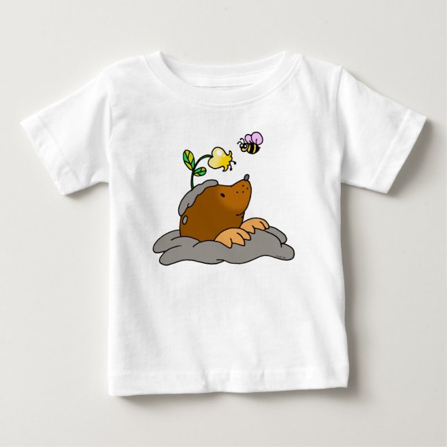 cute mole cartoon with a flower bee baby T-Shirt (Front)