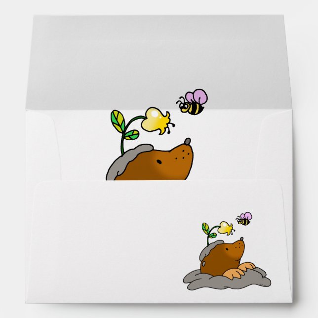 cute mole cartoon with a flower bee envelope (Back (Bottom))