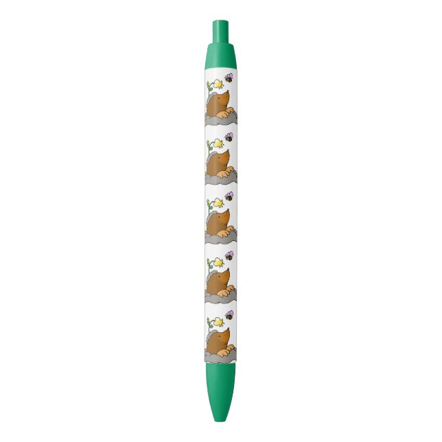 cute mole cartoon with a flower bee pen (Front Vertical)