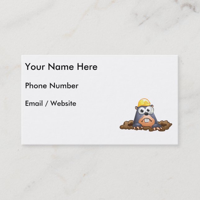 Cute Mole Digging Cartoon Business Card (Front)