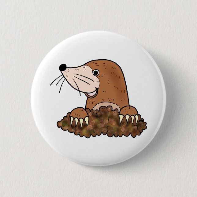 Cute mole funny small animal cartoon art button (Front)