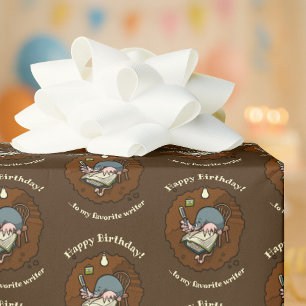 Cute Mole Happy Birthday Favourite Writer Cartoon Wrapping Paper