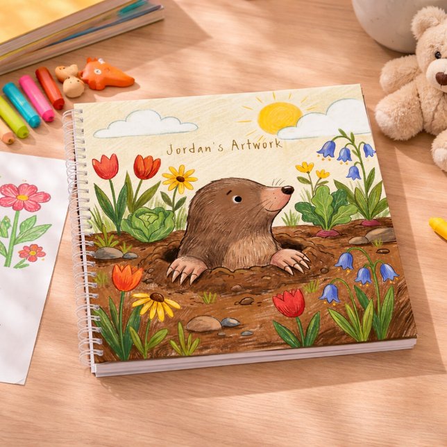 Cute Mole In Flower Garden Kids Sketchbook Notebook (Creator Uploaded)