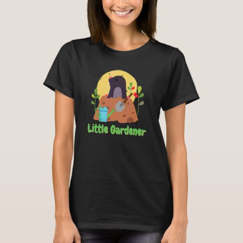 Cute Mole Little Gardener Childrens Motif Family  T_Shirt
