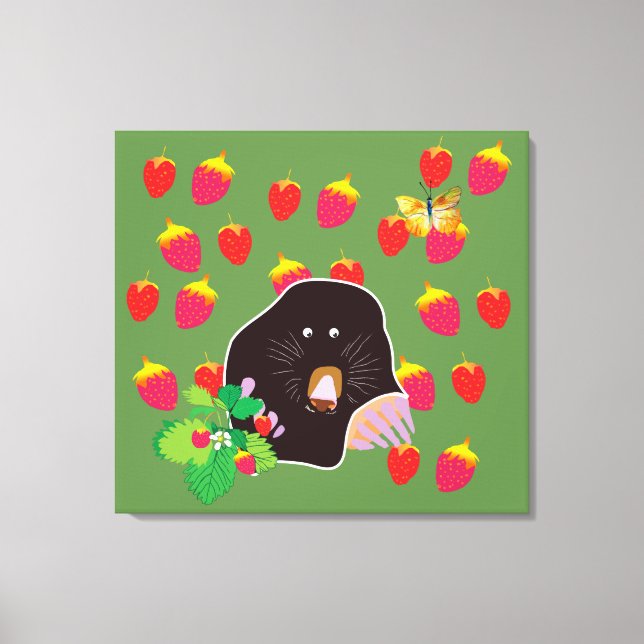 Cute Mole Spring Kids room Canvas Print (Front)