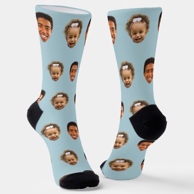 Cute Mom 2 Face Photo Personalized Socks (Angled)