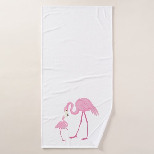 Cute mom and a baby flamingo watercolors bath towel set