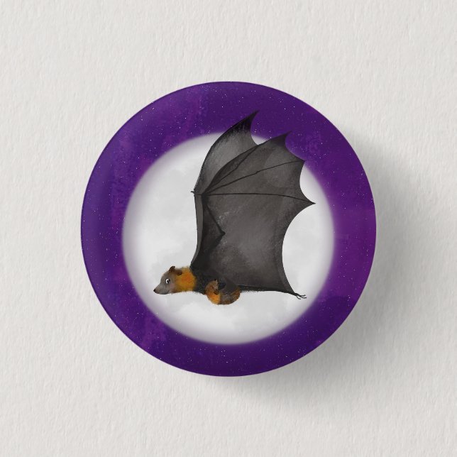 Cute mom and baby bat round badge button (Front)