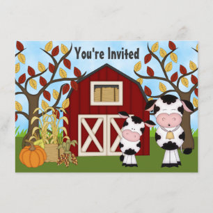Cute Mom and Baby Cow Autumn Baby Shower Invite