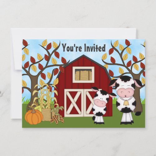 Cute Mom and Baby Cow Autumn Baby Shower Invite