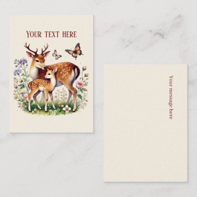 Cute Mom and baby deer add your message  Note Card (Front/Back)