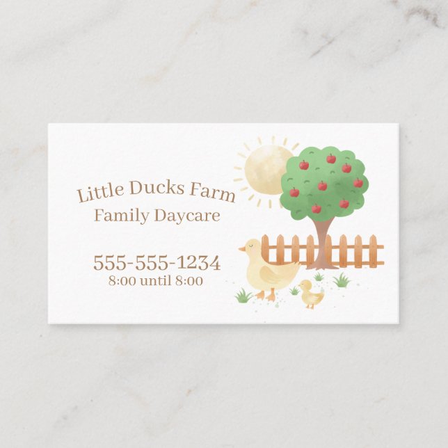 Cute Mom and Baby Duck Childcare Professional Business Card (Front)