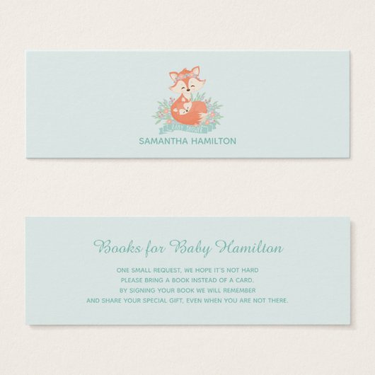Cute Mom and Baby Fox Boy Baby Shower Book Request (Front & Back)