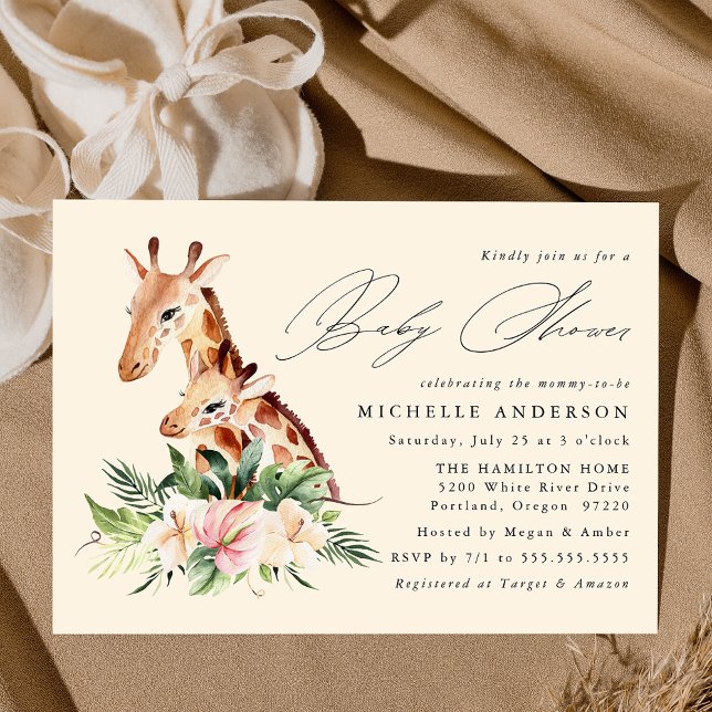 Cute Mom and Baby Giraffe Baby Shower Invitation (Creator Uploaded)