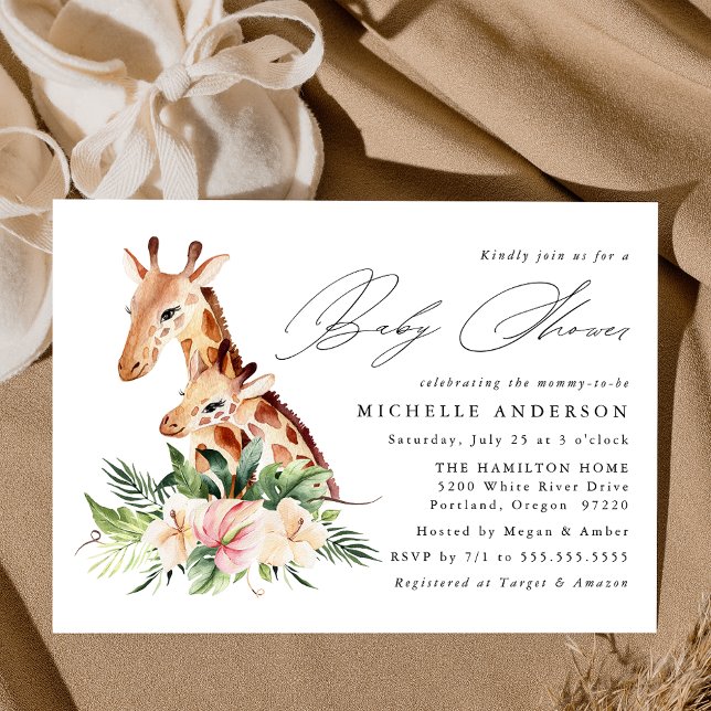 Cute Mom and Baby Giraffe Baby Shower Invitation (Creator Uploaded)