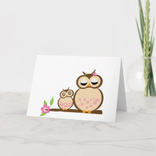 Cute mom and baby owl card