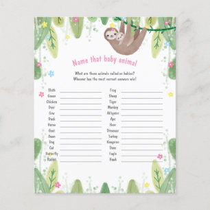 Cute mom and baby sloth name the baby animal game