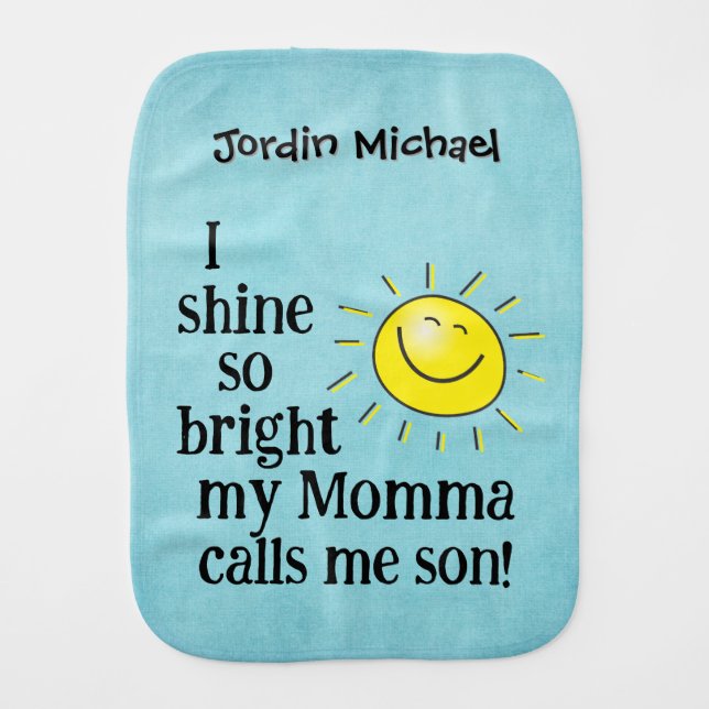 Cute Mom and Son Quote  Baby Burp Cloth (Front)