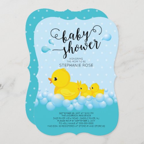 Cute Mom and Twin Ducks Baby Shower Invitation