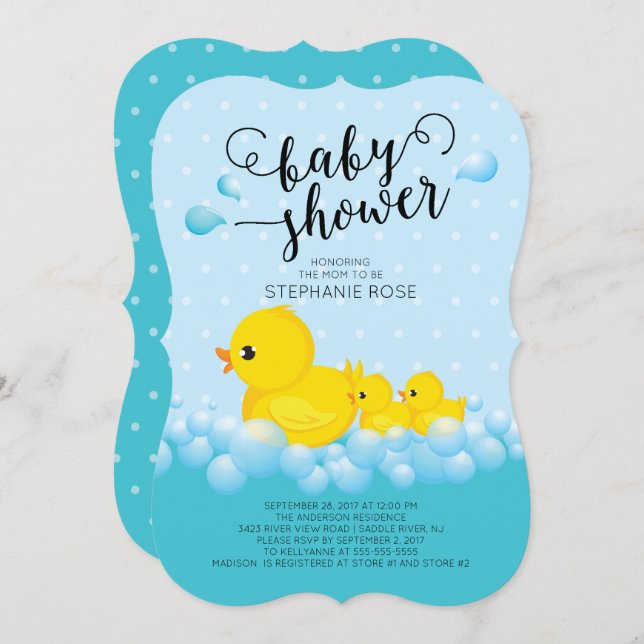 Cute Mom and Twin Ducks Baby Shower Invitation (Front/Back)