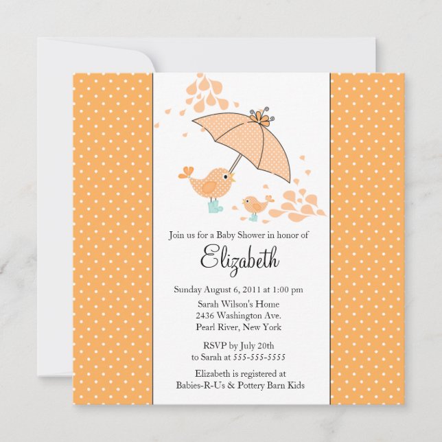 CUTE Mom & Baby Bird Baby Shower Invitation (Front)