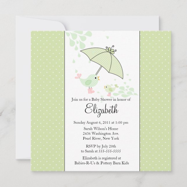 CUTE Mom & Baby Bird Baby Shower Invitation (Front)