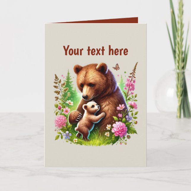 Cute Mom baby customizable bear  Card (Front)