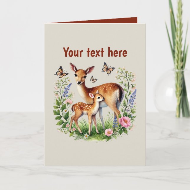 Cute Mom baby customizable deer  Card (Front)
