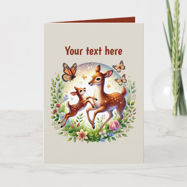 Cute Mom baby customizable deer  Card (Front)