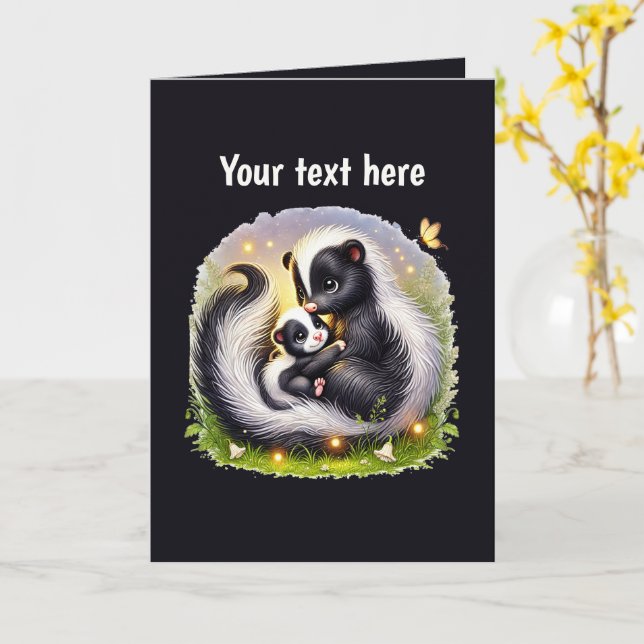 Cute Mom baby customizable skunk  Card (Yellow Flower)