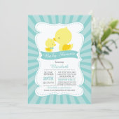 Cute Mom Baby Ducks Neutral Boys Baby Shower Invitation (Standing Front)