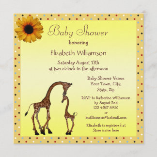 Cute Mom & Baby Giraffe Neutral Baby Shower Invitation