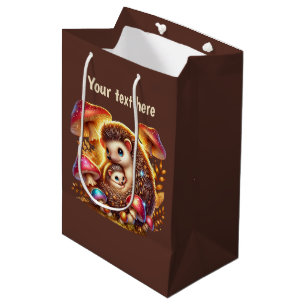Cute Mom baby hedgehog customizable Medium Gift Bag