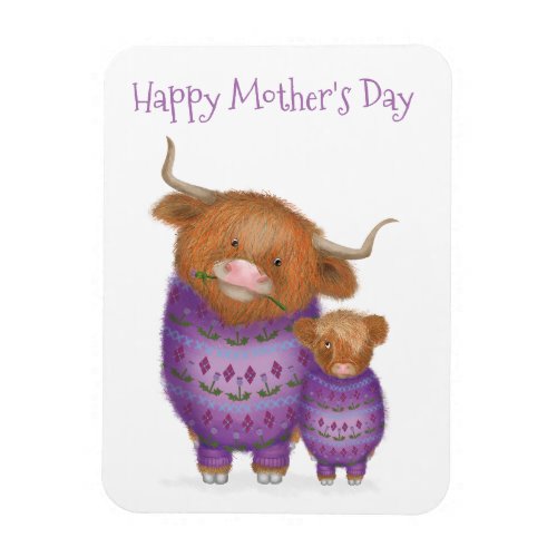 Cute mom  baby Highland cow Mothers Day magnet