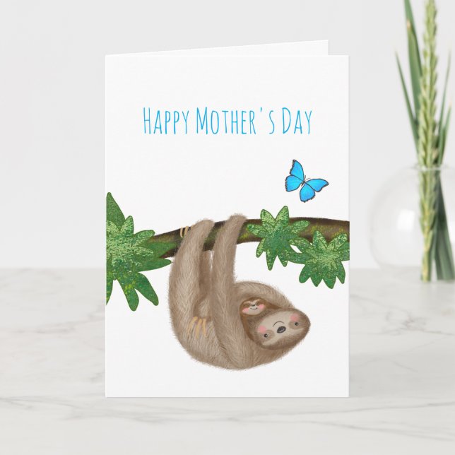 Cute mom & baby sloth Mother's Day card (Front)