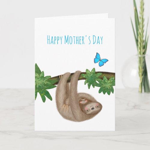 Cute mom  baby sloth Mothers Day card