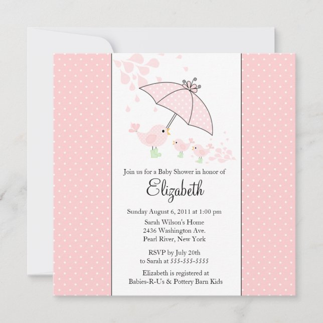 CUTE Mom & Baby TWINS Bird Baby Shower Invitation (Front)
