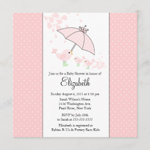 CUTE Mom & Baby TWINS Bird Baby Shower Invitation