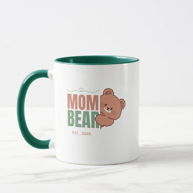Cute Mom Bear Pastel Typography Art Mug (Left)