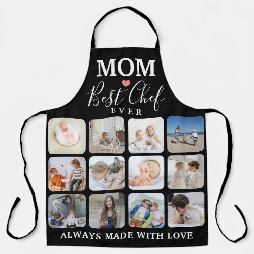 Cute MOM Best Chef Ever Modern 12 Photo Collage Apron