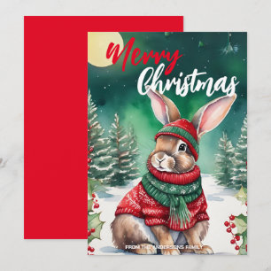 Cute MOM bunny rabbit santa Christmas Holiday name