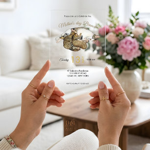 Cute Mom Cat nursing her little kittens Acrylic Invitations