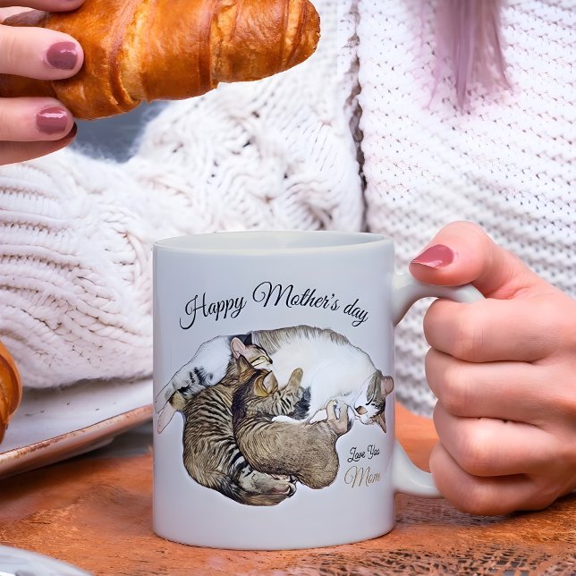 Cute Mom Cat Nursing her little kittens custom  Coffee Mug (Creator Uploaded)