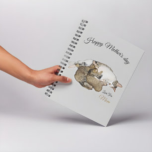 Cute Mom Cat Nursing her little kittens  Notebook