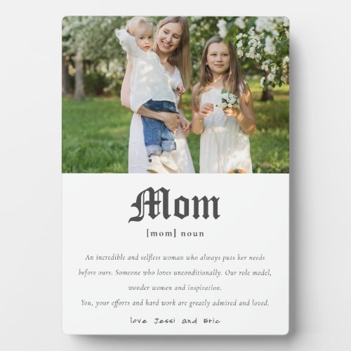 Cute Mom Dictionary Definition Custom Photo Gift Plaque