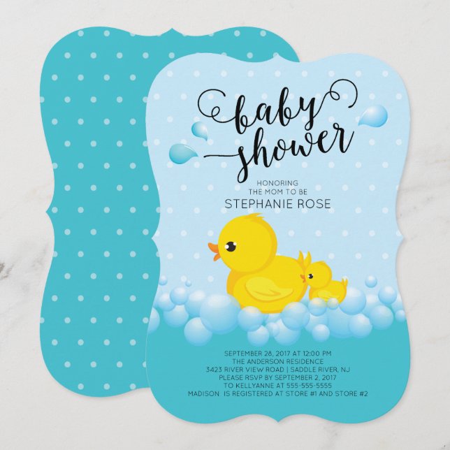 Cute Mom Duck & Baby Shower Invitation (Front/Back)