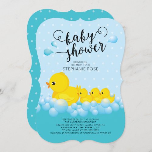 Cute Mom Duck  Triplets Baby Shower Invitation