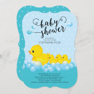 Cute Mom Duck & Triplets Baby Shower Invitation