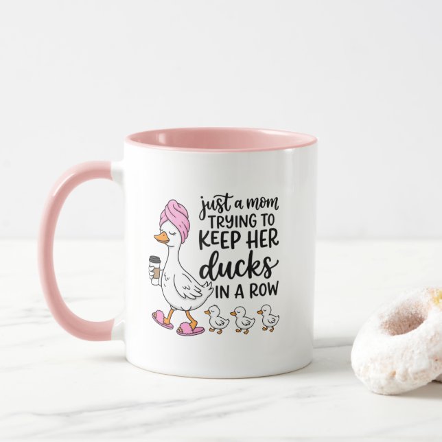 Cute Mom duck word art  Mug (With Donut)